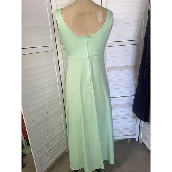 JC Penney 60s 70s Vintage Green Polyester Maxi A-line Dress Sleeveless Medium - Picture 6 of 8